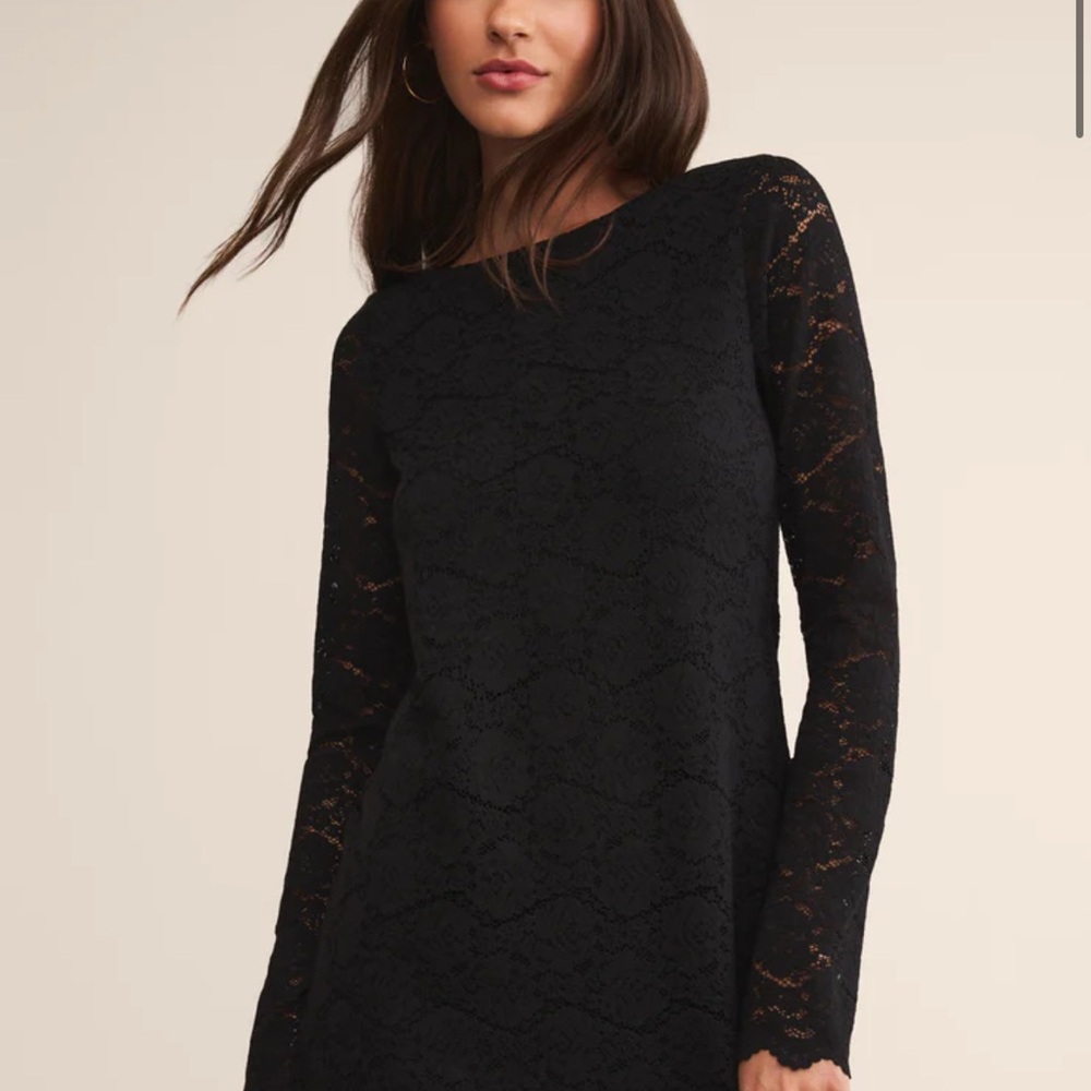 Z Supply Black Lace Long Sleeve Dress